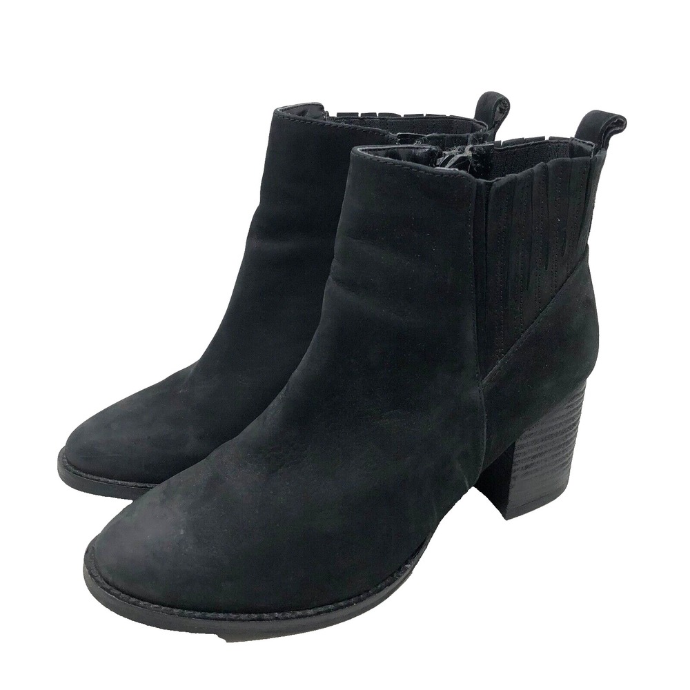 Blondo Noa Bootie Waterproof Womens 8 38.5 Black Suede Block Heel Side Zip